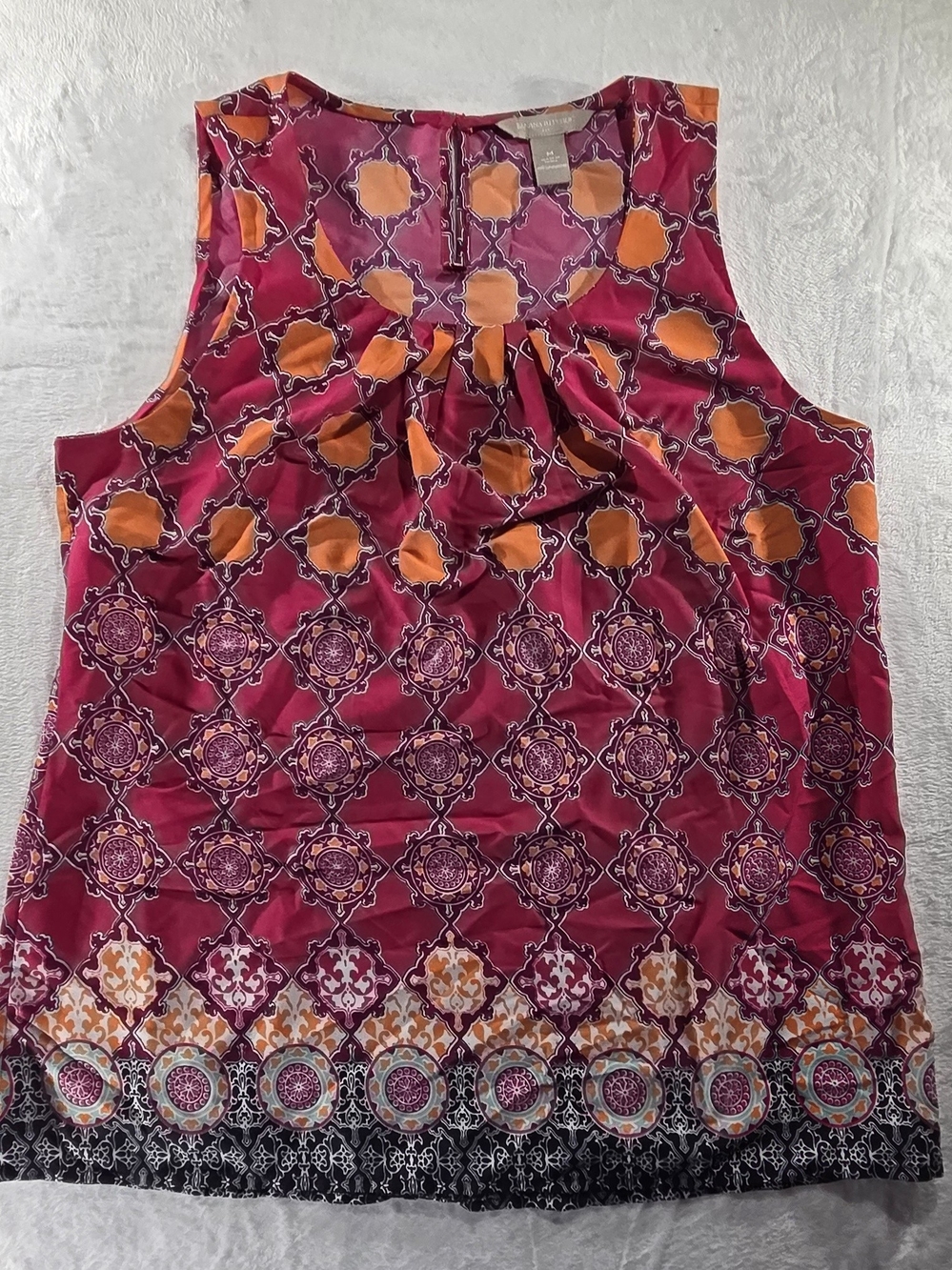 Banana Republic Women's M Pink/Orange/Black Scoop Neck Woven Blouse - 0109